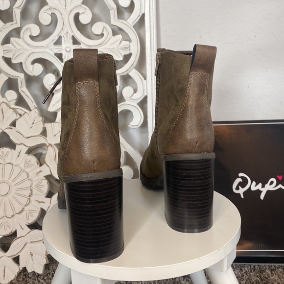 LACE-UP HIKER BOOTIE with 3.5 inch heel - KHAKI OIL COLOR BRAND BRW IN BOX! - Picture 14 of 14